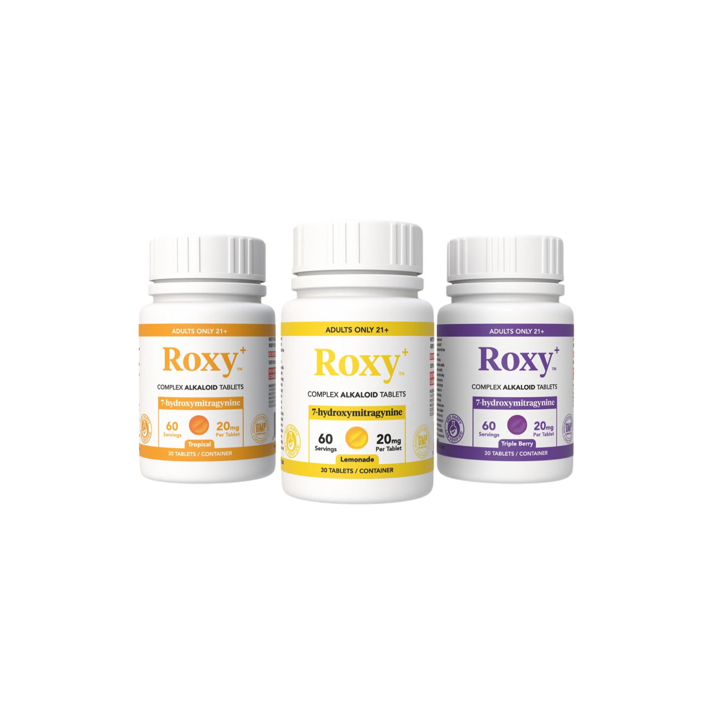 Roxy+ 20mg 7-Hydroxymitragynine 30 Flavored Tablets / Jar